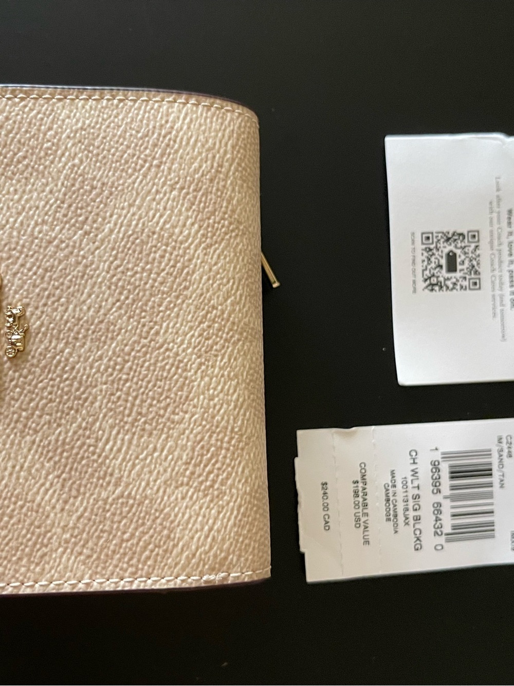 Coach Metallic Blush Small Zip Around Wallet with Gold Logo